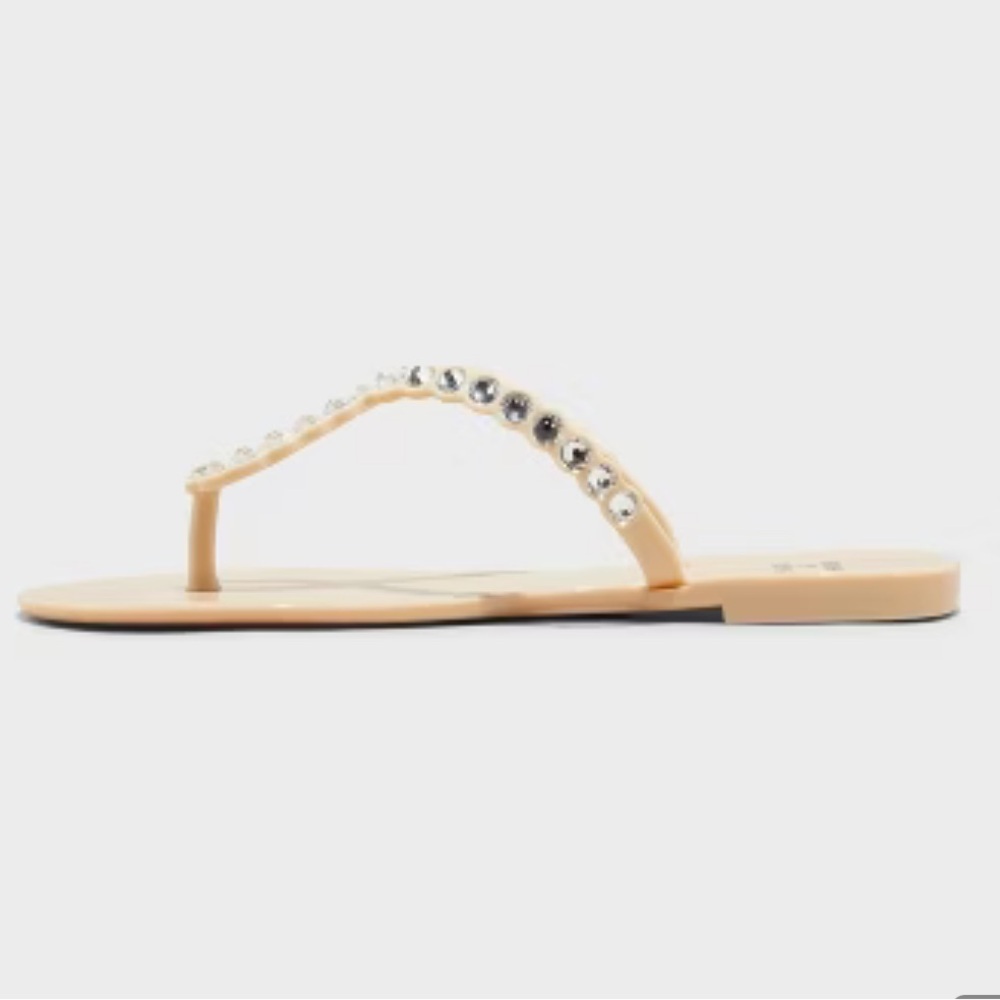 Shade & Shore Women's Tan Uella Jelly Sandals With Rhinestone Accents -Various — image 3 of 5